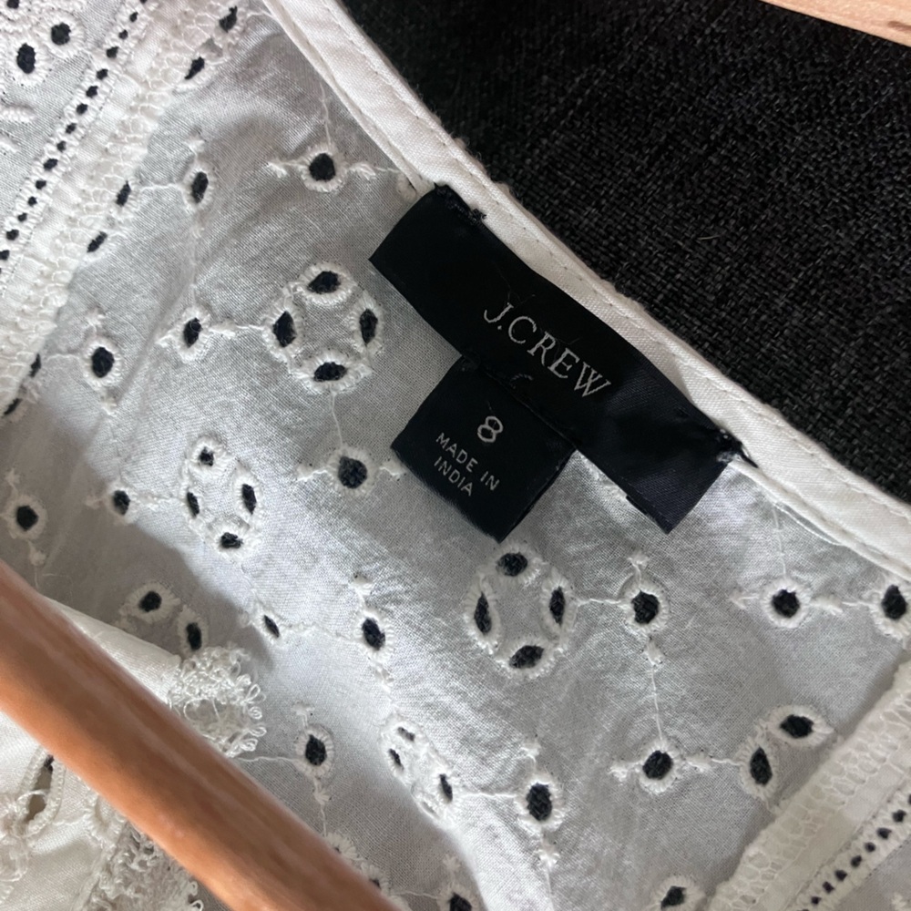 J CREW Off White Eyelet Aline Cotton Dress Size 8 - Picture 10 of 13